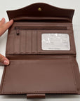 Julia Buxton Brown Leather Heiress Checkbook Wallet