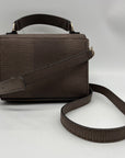 Guess Brown Faux Leather Lyndi Mini Top Handle Flap Crossbody Bag