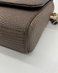 Guess Brown Faux Leather Lyndi Mini Top Handle Flap Crossbody Bag