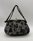 Nicole Lee Black & White Lace Kiss-Lock Clutch Purse