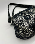 Nicole Lee Black & White Lace Kiss-Lock Clutch Purse
