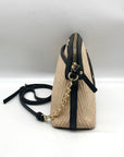 Nanette Lepore Black & Neutral Thea Straw Dome Crossbody & Wallet