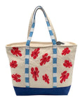 America & Beyond Cream and Blue Beaded Lobster Tote Bag