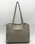 The Sak Gray Leather Tote Bag With Decorative Turquoise Stone Charm