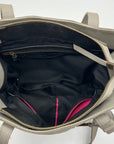 The Sak Gray Leather Tote Bag With Decorative Turquoise Stone Charm