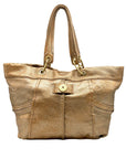 Kipling Metallic Gold Leather Celia Shopper Hobo