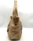 Kipling Metallic Gold Leather Celia Shopper Hobo