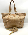 Kipling Metallic Gold Leather Celia Shopper Hobo