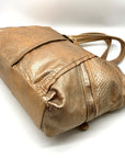 Kipling Metallic Gold Leather Celia Shopper Hobo