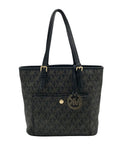 Michael Kors Brown Monogram Leather Carmen Shoulder Bag