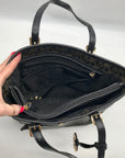 Michael Kors Brown Monogram Leather Carmen Shoulder Bag