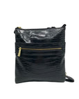 Giani Bernini Black Croc Dasher Crossbody Bag