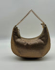 Nina Gold Crystal Crescent Moon Crossbody Bag