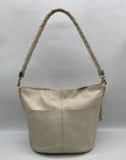 Brighton White Pebbled Leather Beck Organizer Shoulder Bag