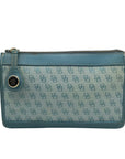Dooney & Bourke Blue Monogram Canvas and Pebbled Leather Trim Crossbody
