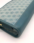 Dooney & Bourke Blue Monogram Canvas and Pebbled Leather Trim Crossbody