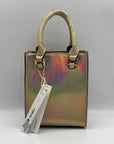 Aqua Gold Metallic Shopper Bag