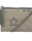 WKND WYFR Ivory Canvas and Silver Star Convertible Clutch