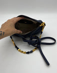 Donna Karen Blue Crinoline Leather Crossbody Bag