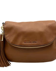 Michael Kors Brown Pebbled Leather Bedford Tassel Crossbody Bag