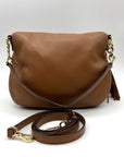Michael Kors Brown Pebbled Leather Bedford Tassel Crossbody Bag