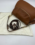 Michael Kors Brown Pebbled Leather Bedford Tassel Crossbody Bag