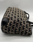 Michael Kors Black & Beige Canvas Jet Set Tote Bag