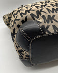 Michael Kors Black & Beige Canvas Jet Set Tote Bag