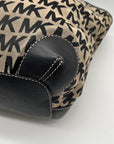 Michael Kors Black & Beige Canvas Jet Set Tote Bag