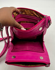 Tignanello Pink Pebbled Leather Organizer Crossbody Bag
