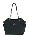 Michael Kors Black Monogram Coated Canvas Jet Set Chain Tote Bag