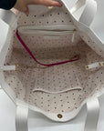 On 34th Jyyll Large White Faux Leather Solid Tote with Removable Pouch