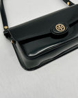 Tory Burch Black Leather Robinson Spazzolato East/Weat Shoulder Bag