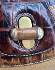 Brahmin Brown Crocodile Embossed Leather 25th Anniversary Edition Shoulder Bag