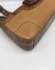 Brahmin Brown Crocodile Embossed Leather 25th Anniversary Edition Shoulder Bag
