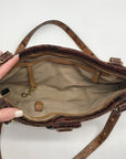 Brahmin Brown Crocodile Embossed Leather 25th Anniversary Edition Shoulder Bag