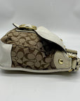Coach Brown and White Bleecker Signature Canvas Leather Flap Shoulder Bag 11434