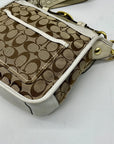 Coach Brown and White Bleecker Signature Canvas Leather Flap Shoulder Bag 11434