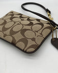 Coach Khaki Canvas Signature C Monogram Wristlet