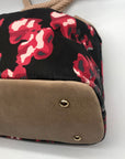 Black Rivet Floral Fabric/Faux Leather Shoulder Bag Tote