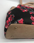 Black Rivet Floral Fabric/Faux Leather Shoulder Bag Tote