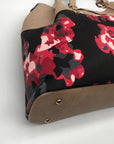 Black Rivet Floral Fabric/Faux Leather Shoulder Bag Tote