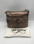 Brighton Metallic Silver Leather Messenger Crossbody Bag