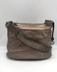 Brighton Metallic Silver Leather Messenger Crossbody Bag