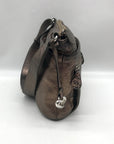 Brighton Metallic Silver Leather Messenger Crossbody Bag