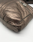 Brighton Metallic Silver Leather Messenger Crossbody Bag