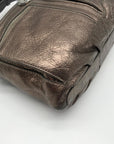 Brighton Metallic Silver Leather Messenger Crossbody Bag