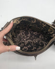 Brighton Metallic Silver Leather Messenger Crossbody Bag