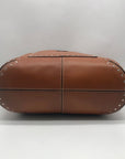 Michael Kors Brown Leather Astor Studded Zip Tote Bag