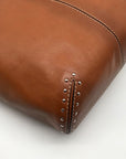 Michael Kors Brown Leather Astor Studded Zip Tote Bag